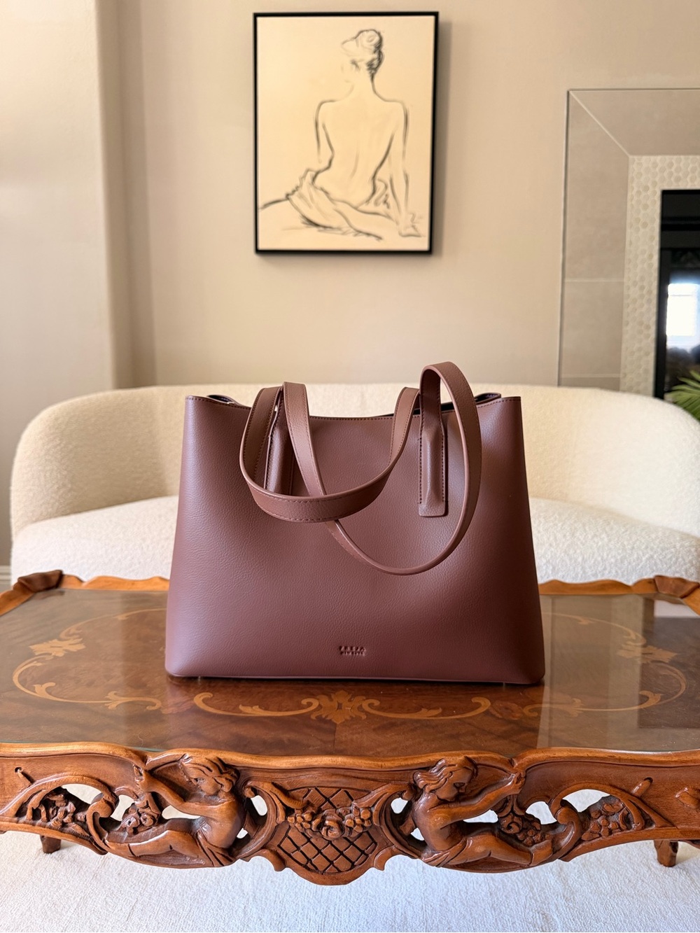 Freja New York- Minimalist Chocolate Brown Shoulder Tote